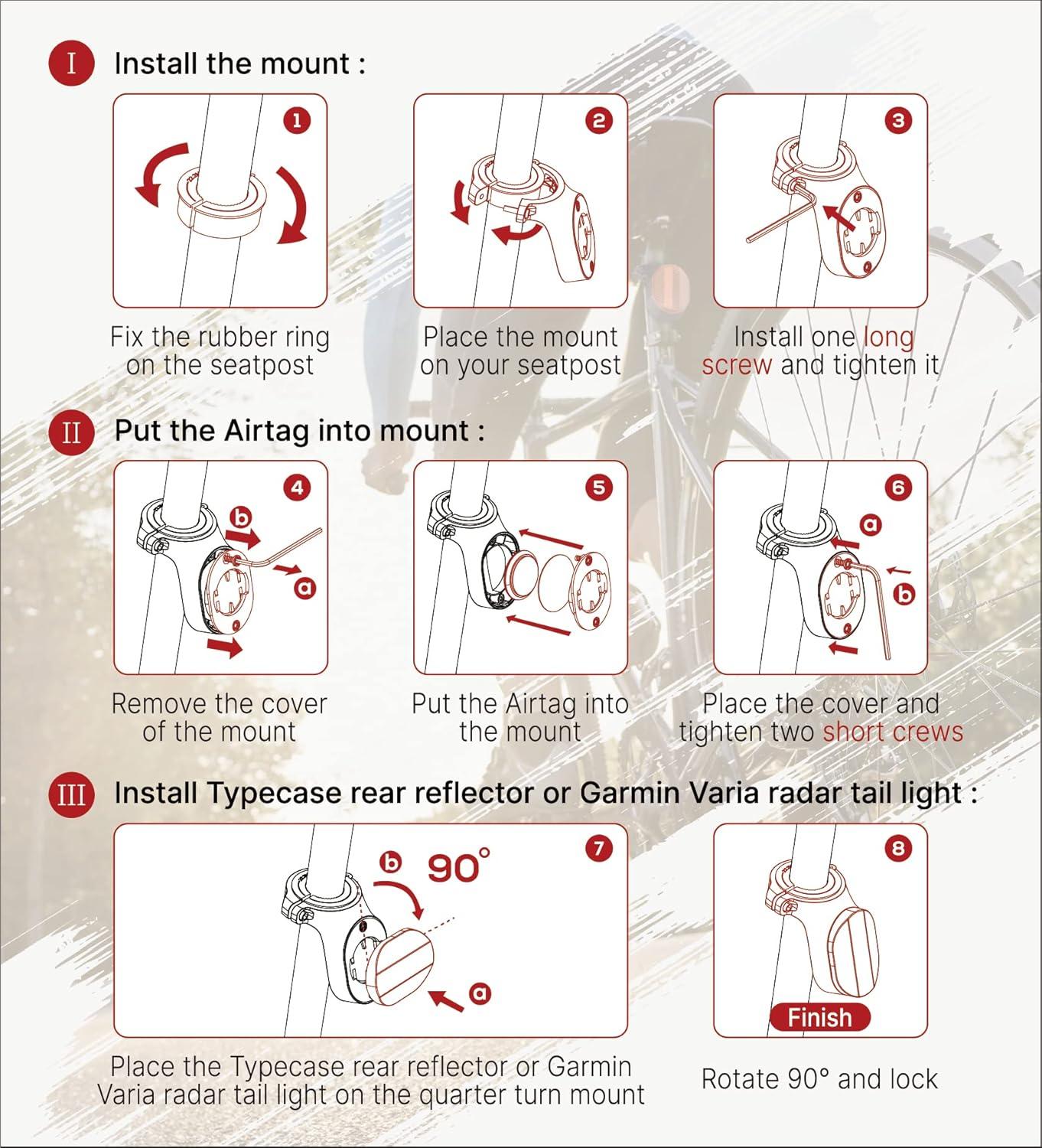 image:imageAirtag Bike Mount Hidden Bicycle Seatpost Mount Compatible with Apple Airtags amp Garmin Varia AntiTheft Air tag GPS Tracker Bike Reflector Holder for Mountain Bikes Electric Bicycle and ScooterBlack1pack