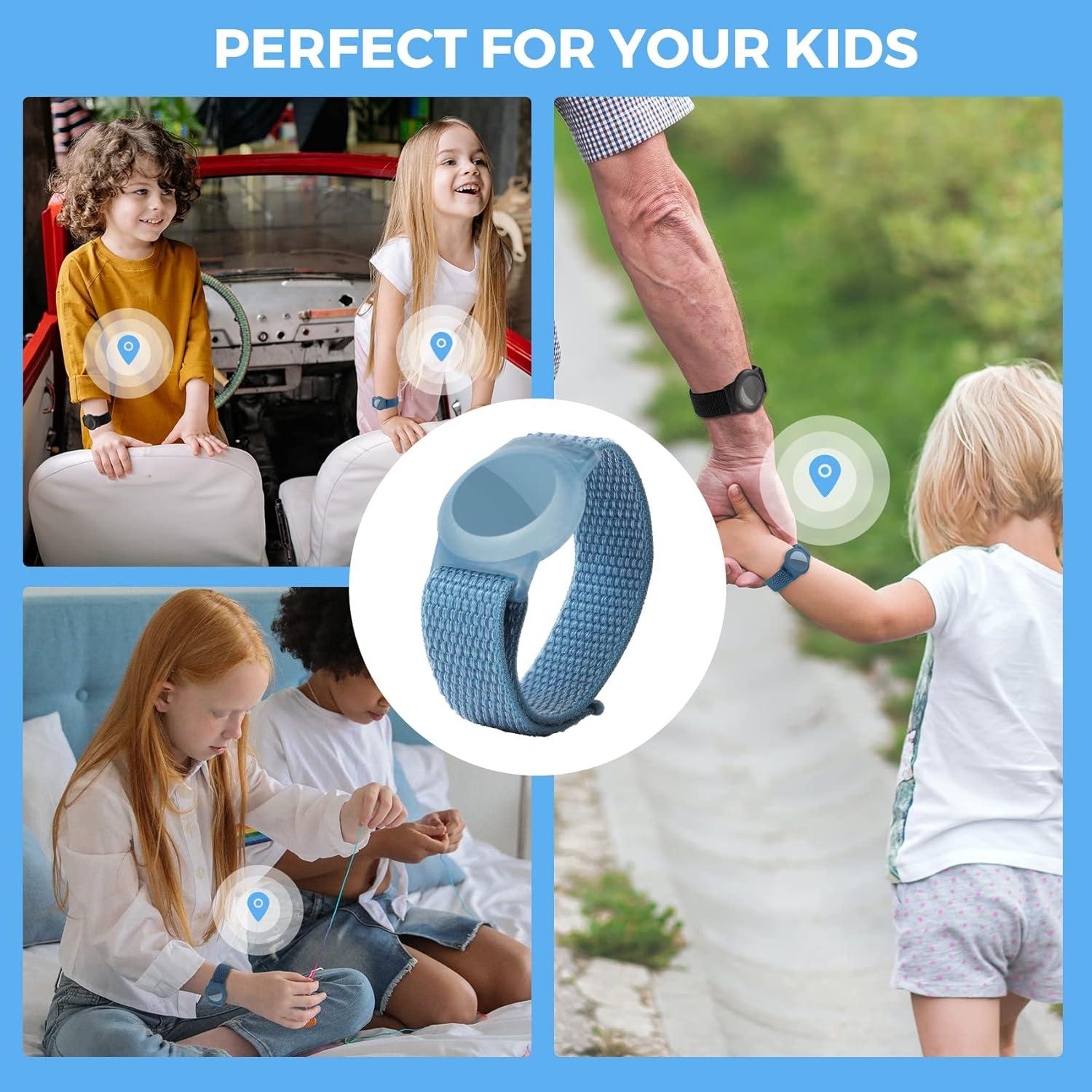 image:imageAirtag Wristband Kids2 Pack Nylon Air tag Bracelet for Kids Compatible with Apple Air tag Air tags Protective Cover with Strap Holder Lightweight Elastic Watch Band for EldersBlack amp BlueBlack  Blue