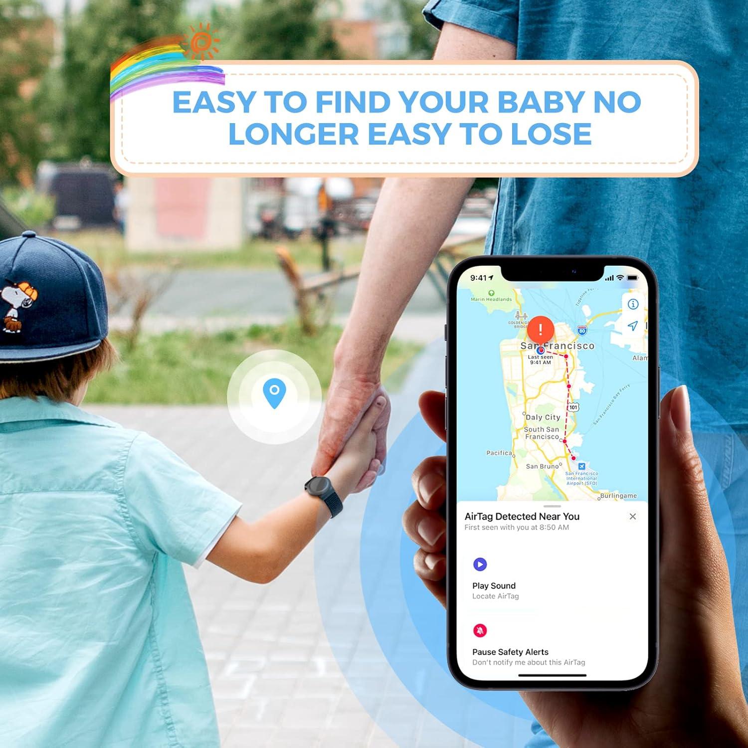 image:imageAirtag Wristband Kids2 Pack Nylon Air tag Bracelet for Kids Compatible with Apple Air tag Air tags Protective Cover with Strap Holder Lightweight Elastic Watch Band for EldersBlack amp BlueBlack  Blue