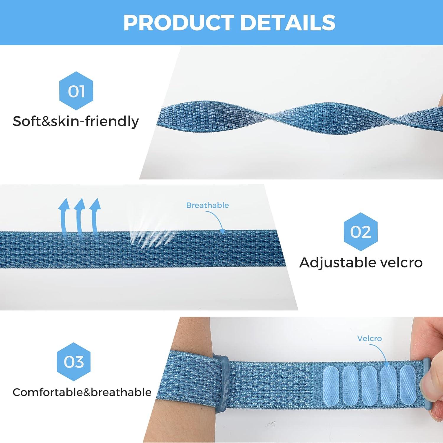 image:imageAirtag Wristband Kids2 Pack Nylon Air tag Bracelet for Kids Compatible with Apple Air tag Air tags Protective Cover with Strap Holder Lightweight Elastic Watch Band for EldersBlack amp BlueRedBlue