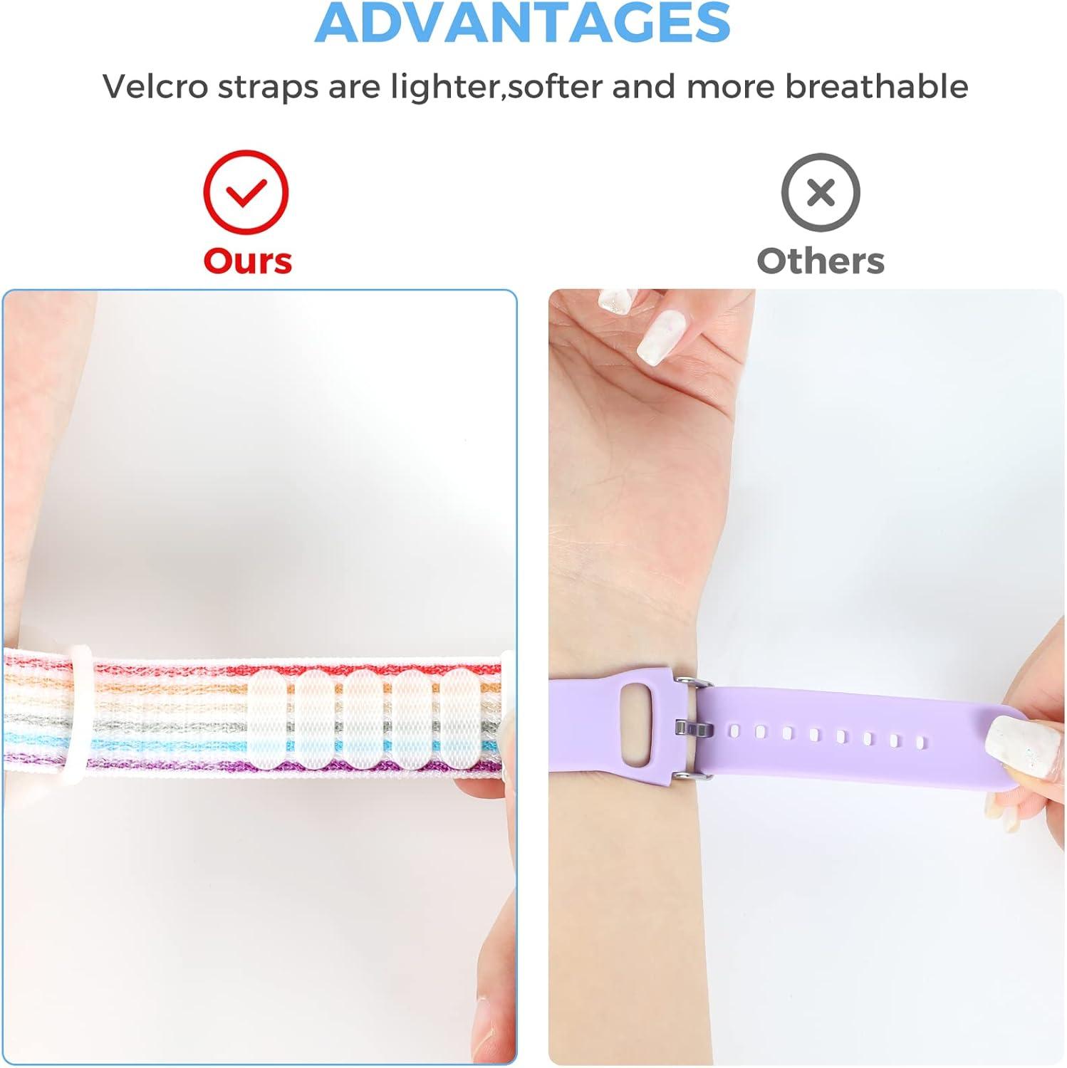 image:imageAirtag Wristband Kids2 Pack Nylon Air tag Bracelet for Kids Compatible with Apple Air tag Air tags Protective Cover with Strap Holder Lightweight Elastic Watch Band for EldersBlack amp BlueRainbowyellow