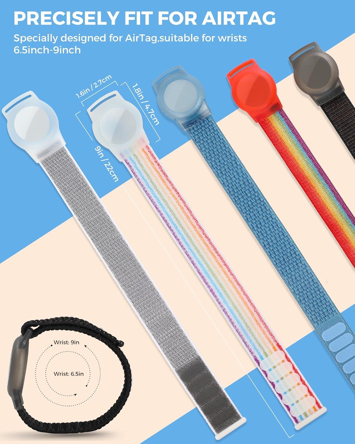 image:imageAirtag Wristband Kids2 Pack Nylon Air tag Bracelet for Kids Compatible with Apple Air tag Air tags Protective Cover with Strap Holder Lightweight Elastic Watch Band for EldersBlack amp BlueRedBlue