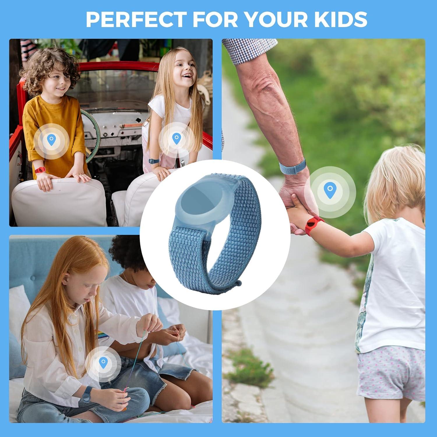 image:imageAirtag Wristband Kids2 Pack Nylon Air tag Bracelet for Kids Compatible with Apple Air tag Air tags Protective Cover with Strap Holder Lightweight Elastic Watch Band for EldersBlack amp BlueRedBlue