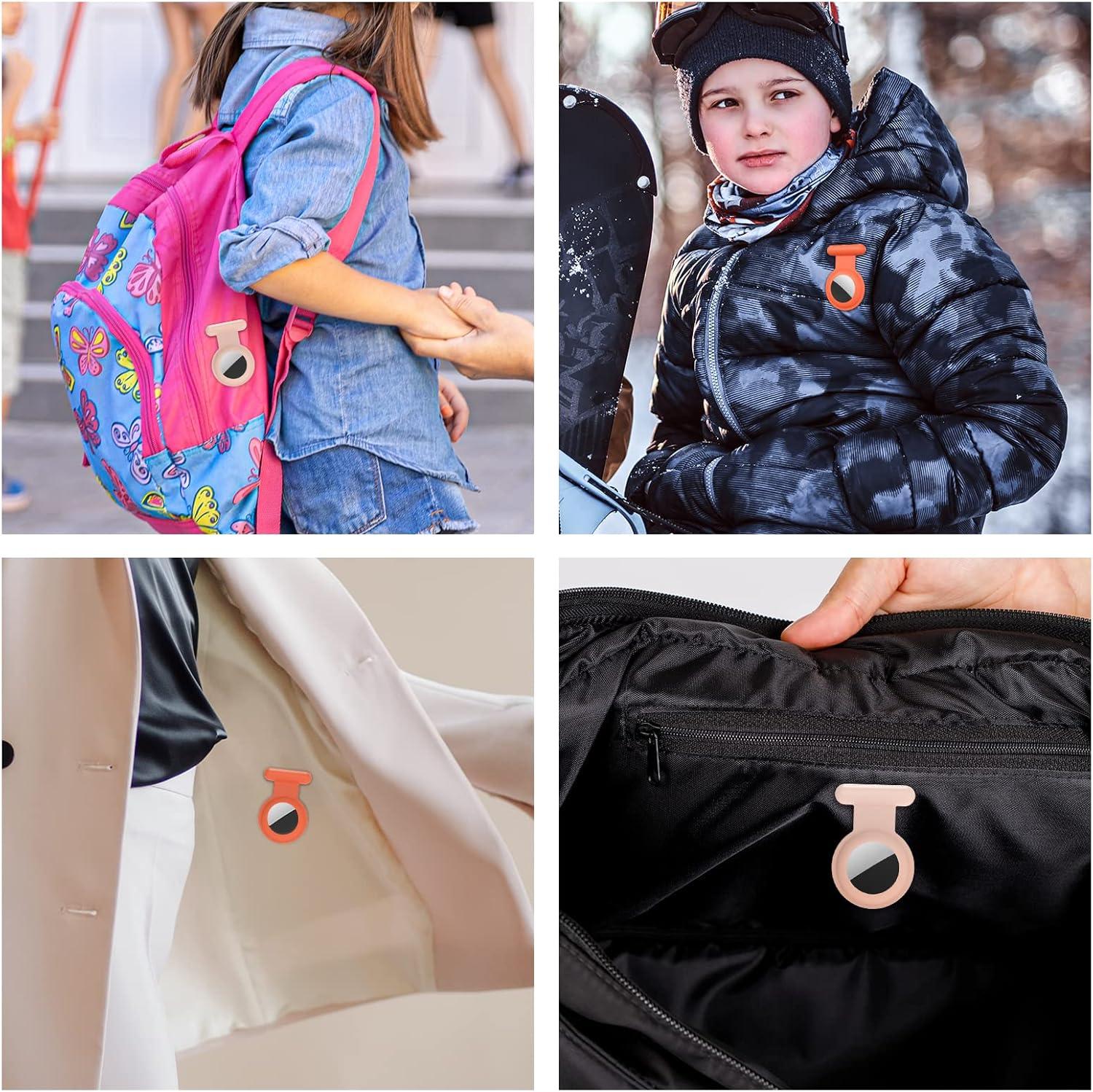 image:imageTypecase Airtag Holder for Kids 2 Pack  Silicone Brooch Pins Hidden GPS Tracker Case Compatible with Apple Airtag OrangePink