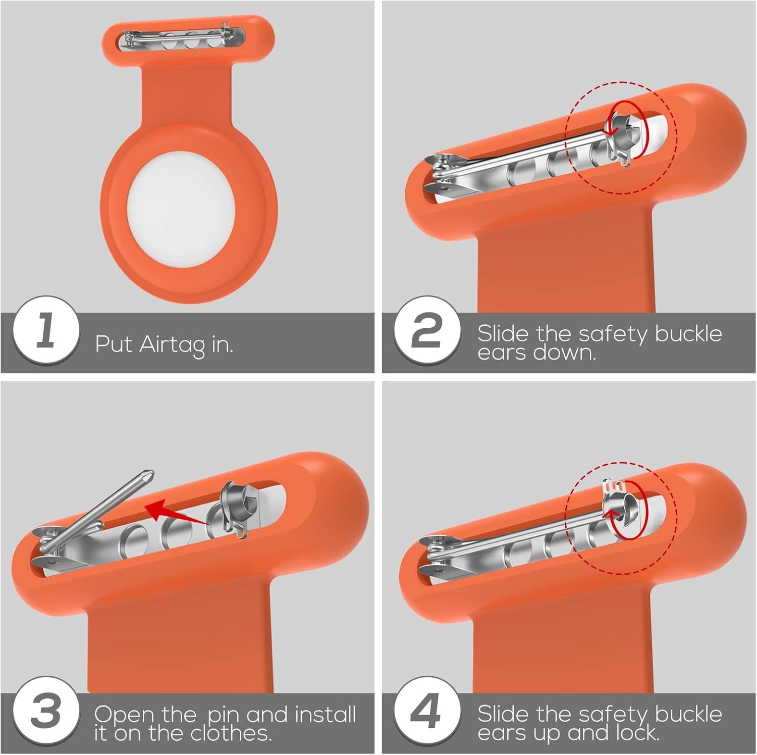 image:imageTypecase Airtag Holder for Kids 2 Pack  Silicone Brooch Pins Hidden GPS Tracker Case Compatible with Apple Airtag OrangePink