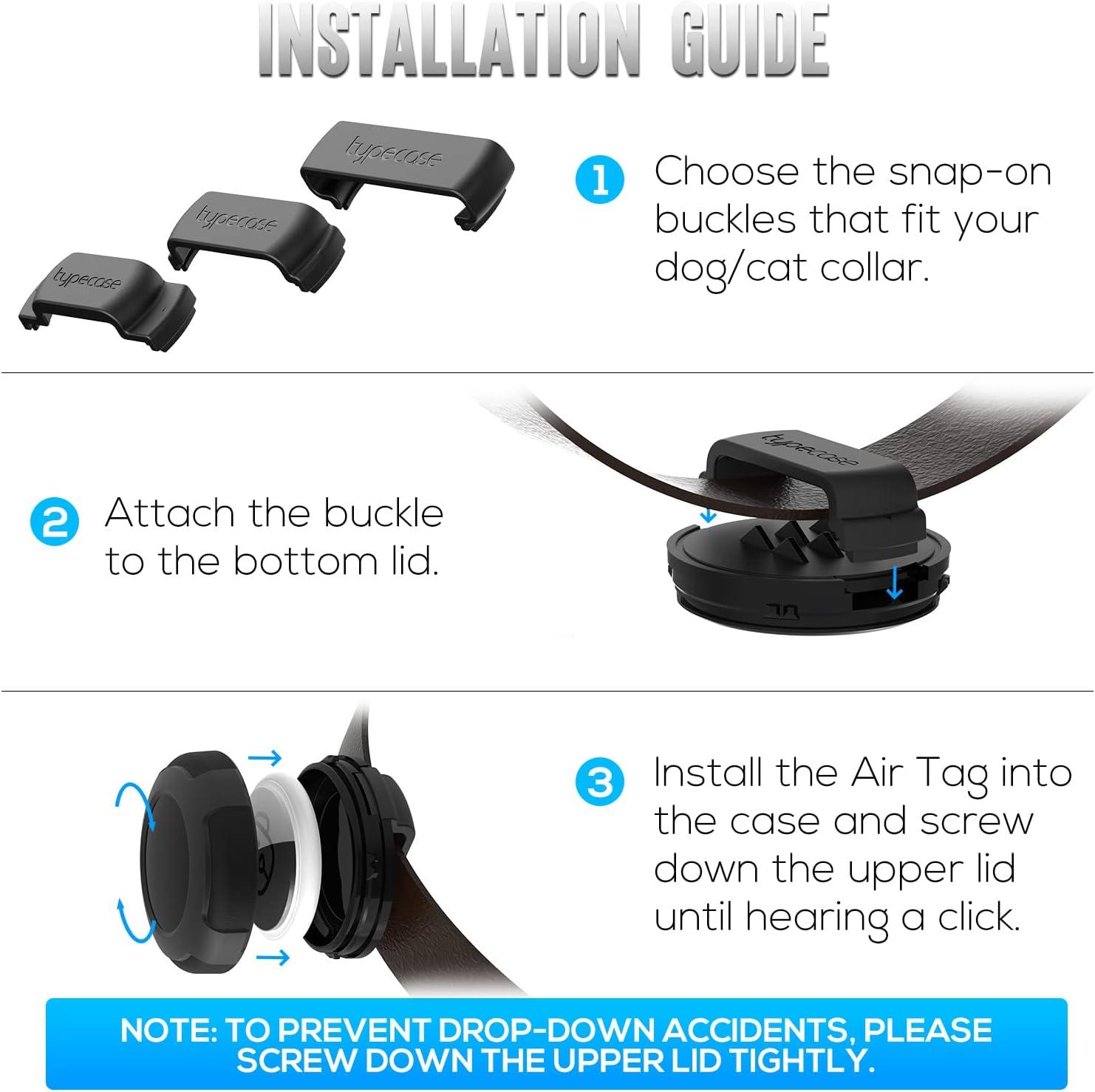 image:imageWaterproof Airtag Dog Collar Holder  2pack UltraDurable Plastic Pet Collar Case for Apple Airtags AntiLost Air Tag Case for Dogs Cats Collar3 Sizes of Buckles to Fits Most CollarsBlackBlackBlackBlack