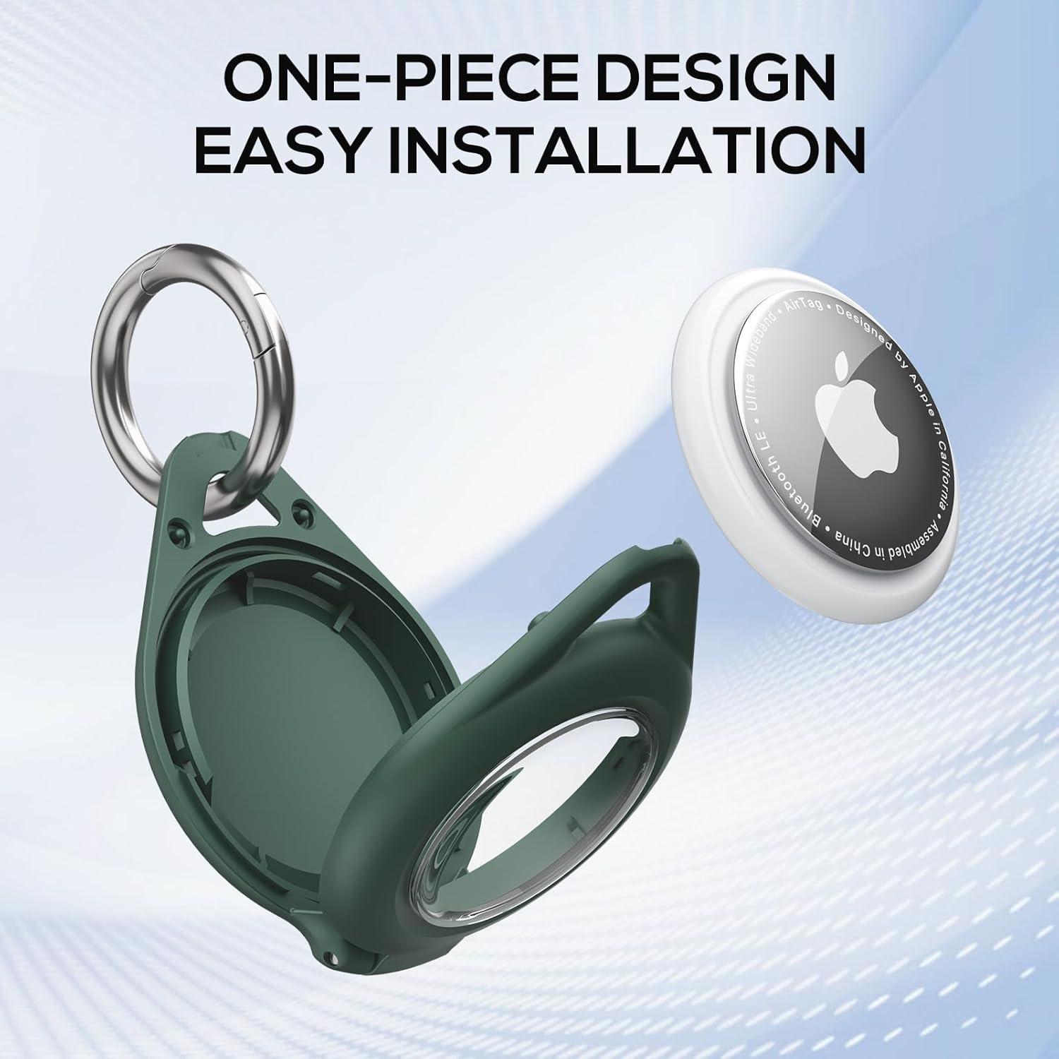 image:imageWaterproof Airtag Holder  4 Pack Airtag Keychain Holder Compatible with Apple AirTags Ultra Durable AntiScratches Protective Case with Keyring for Luggage Backpack Pet Bag BlackGreenBlackGreen