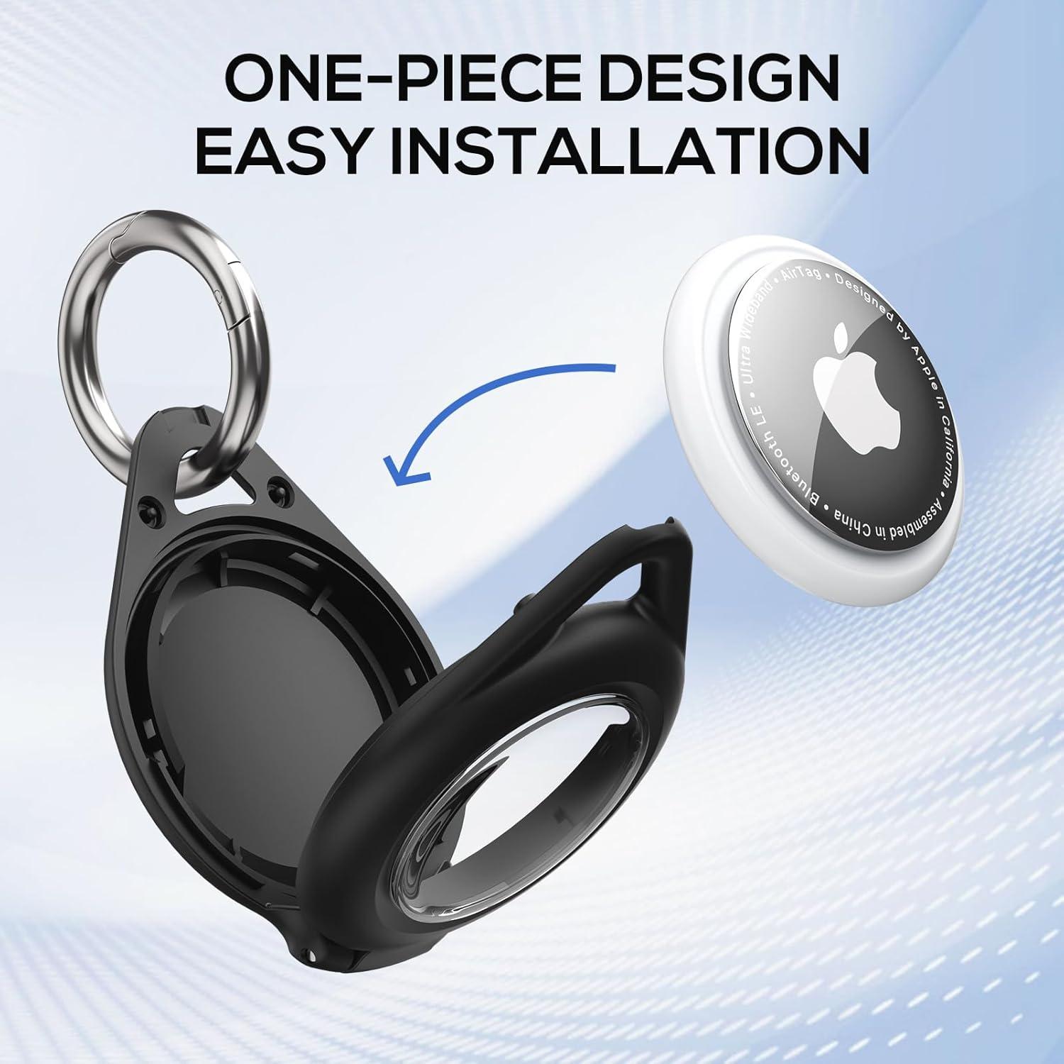 image:imageWaterproof Airtag Holder  4 Pack Airtag Keychain Holder Compatible with Apple AirTags Ultra Durable AntiScratches Protective Case with Keyring for Luggage Backpack Pet Bag BlackGreenBlack