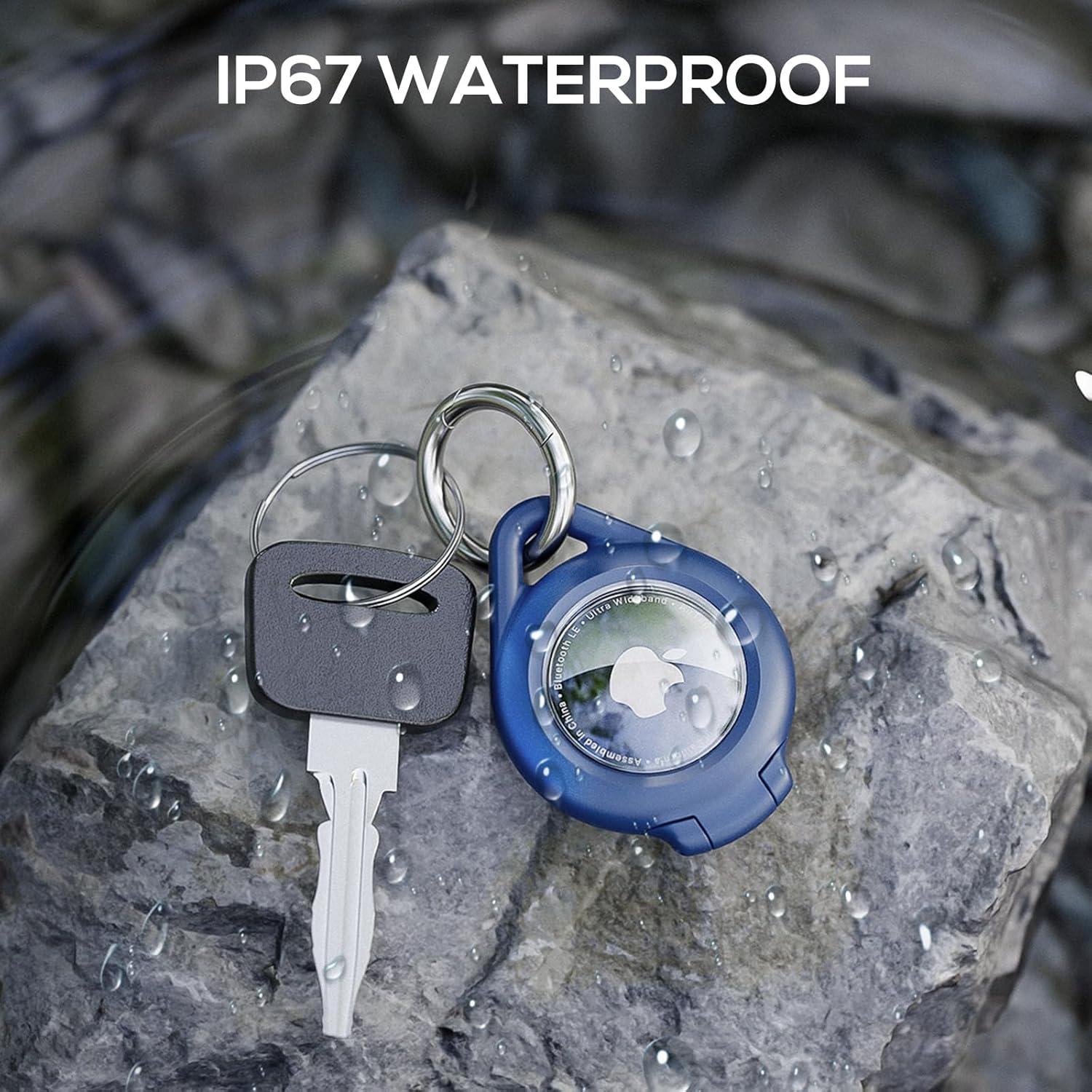 image:imageWaterproof Airtag Holder  4 Pack Airtag Keychain Holder Compatible with Apple AirTags Ultra Durable AntiScratches Protective Case with Keyring for Luggage Backpack Pet Bag BlackGreenBlackBlue