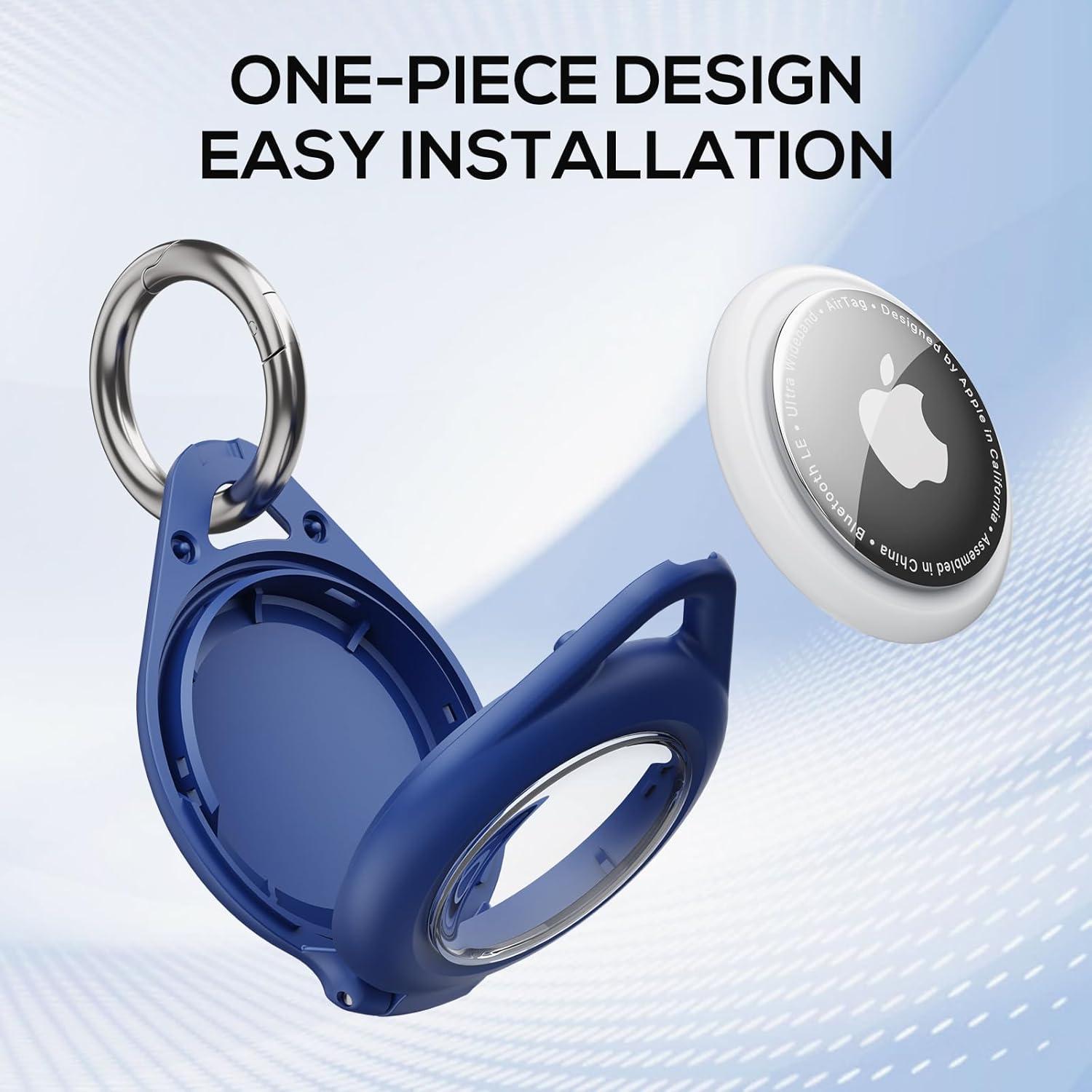 image:imageWaterproof Airtag Holder  4 Pack Airtag Keychain Holder Compatible with Apple AirTags Ultra Durable AntiScratches Protective Case with Keyring for Luggage Backpack Pet Bag BlackGreenBlackBlue