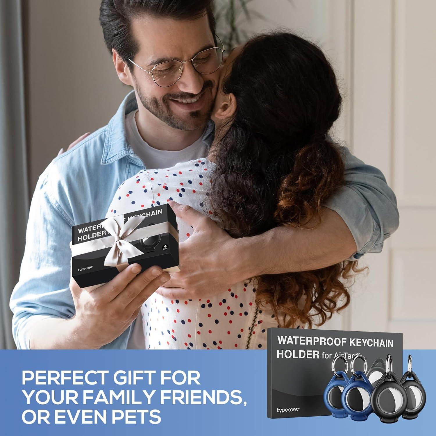 image:imageWaterproof Airtag Holder  4 Pack Airtag Keychain Holder Compatible with Apple AirTags Ultra Durable AntiScratches Protective Case with Keyring for Luggage Backpack Pet Bag BlackGreenBlackBlue