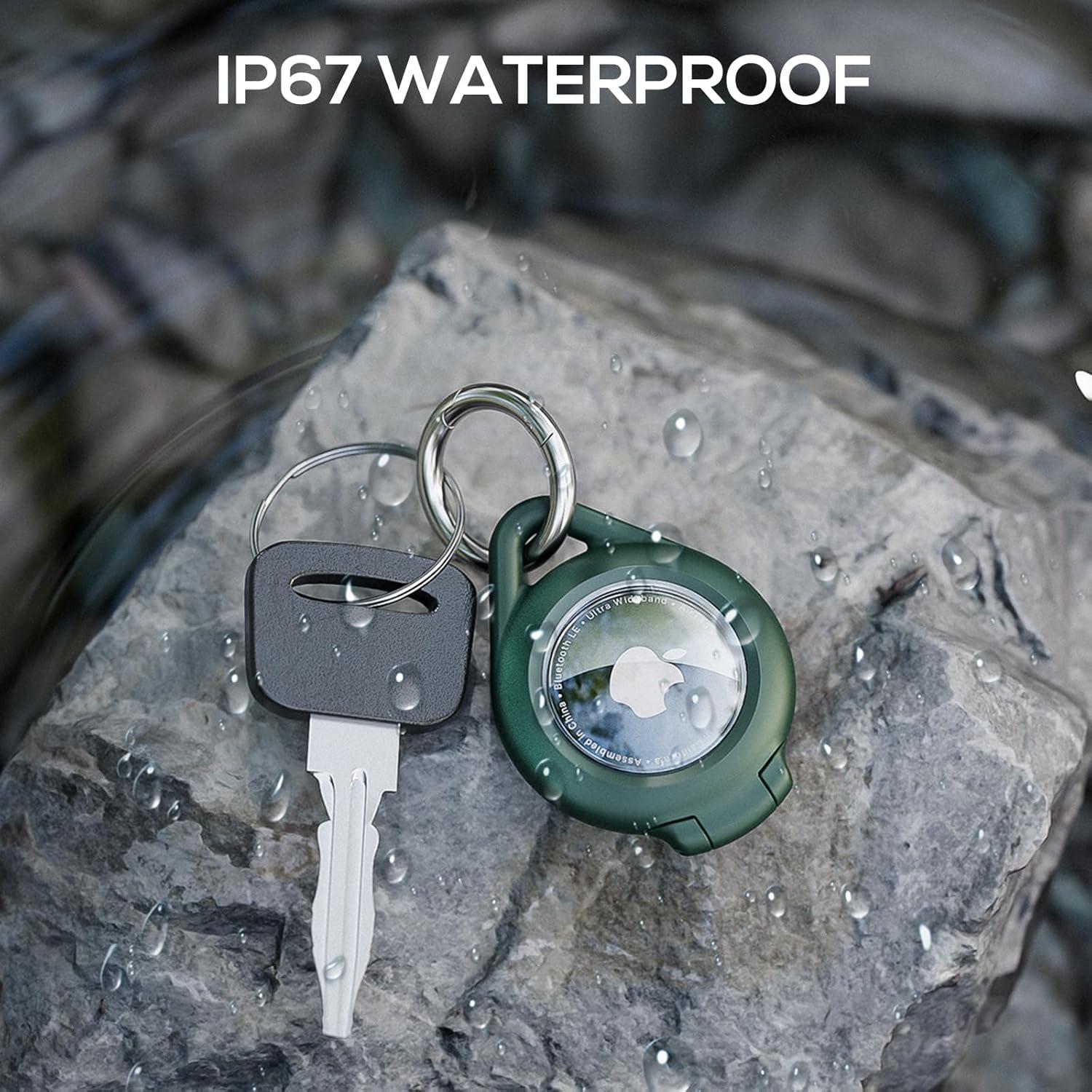 image:imageWaterproof Airtag Holder  4 Pack Airtag Keychain Holder Compatible with Apple AirTags Ultra Durable AntiScratches Protective Case with Keyring for Luggage Backpack Pet Bag BlackGreenBlackGreen