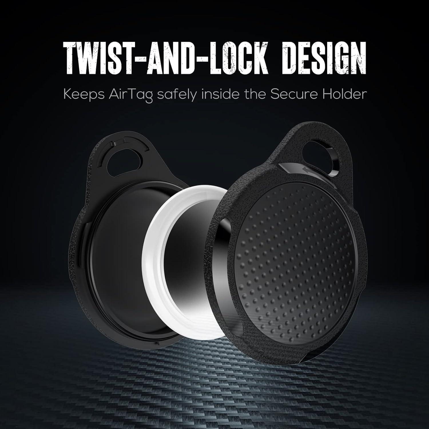 image:imageWaterproof Case for Airtag 2 Pack Air tag Keychain Holder Compatible with Apple AirTags Durable AntiScratches Protective Case with KeyringStrap for Luggage Backpack Dog Collar BlackCarbon Black2 Pack