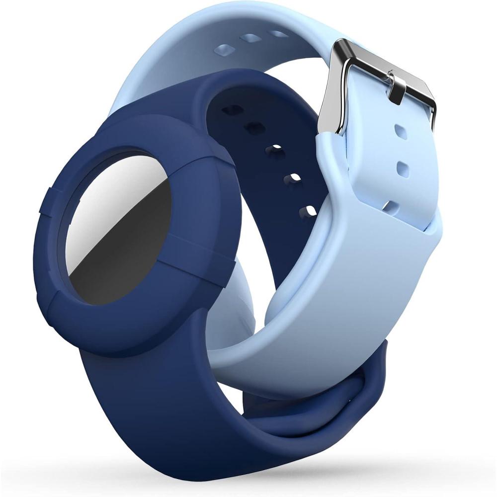 image:imageAir tags Wristband 2 Pack  Soft Silicone Bracelet  Lightweight GPS Tracker Holder Compatible with Apple Childs Watch Band Blue  Denim BlueNavy Blue  Baby Blue