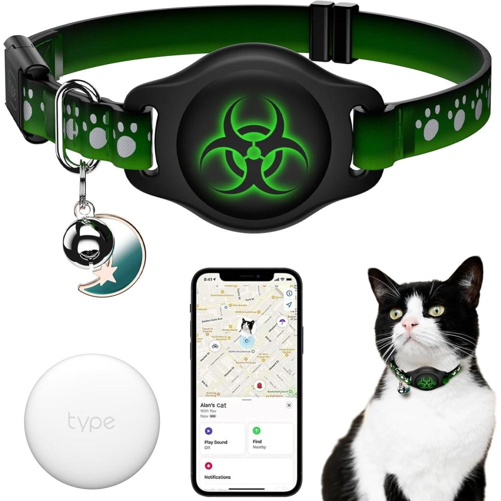 image:imageCat Tracker Collar 812 Waterproof Airtag Cat Collar with Finder Tag Compatible with Apple Find My Breakaway Tractive with Reflective Pattern amp Bell Starry MeowBioClaw