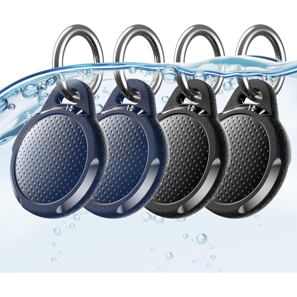 image:imageWaterproof Case for Airtag 2 Pack Air tag Keychain Holder Compatible with Apple AirTags Durable AntiScratches Protective Case with KeyringStrap for Luggage Backpack Dog Collar BlackCarbon BlackPacific Blue4 Pack