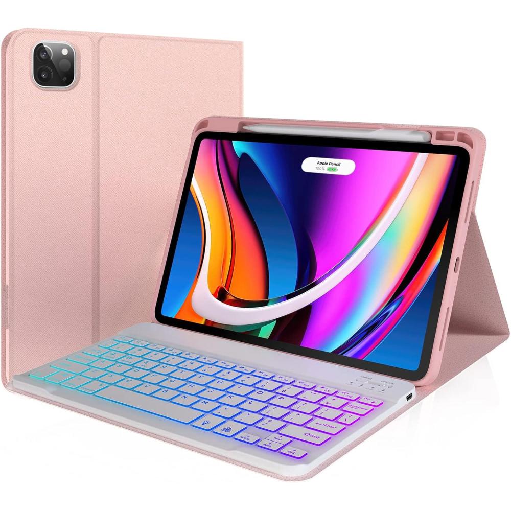image:imageYEKBEE iPad Air 5th Generation Keyboard Case 2022  iPad Pro 11 Inch Keyboard 2021  Smart Detachable Keyboard Cover  7 Colors Backlight  Pencil Holder  Thin for iPad Air 4th Gen 2020  Pnik