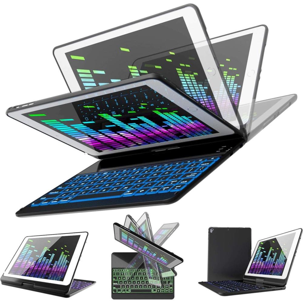 image:imageiPad Keyboard Case 97 2017  360 Dual Axis Rotatable  New iPad 2017 iPad Pro 97 iPad Air 2 and Air  Wireless Bluetooth Backlit Keyboard  Smart Auto SleepWake 97 Black
