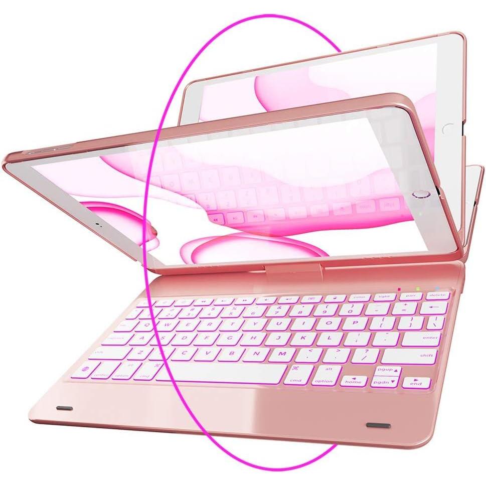 image:imageiPad Keyboard Case for 2018 6th Gen  2017 5th Gen  Pro 97  Air 2 amp 1  Thin amp Light  360 Rotatable  WirelessBT  Backlit 10 Color  Case With Keyboard Rose Gold