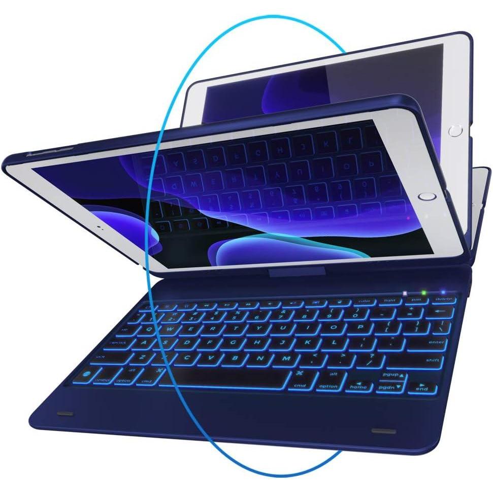 image:imageiPad Keyboard Case for iPad 2018 6th Gen  iPad 2017 5th Gen  iPad Pro 97  iPad Air 2 amp 1  Thin amp Light  360 Rotatable  WirelessBT  Backlit 10 Color  iPad Case with Keyboard Mazarine