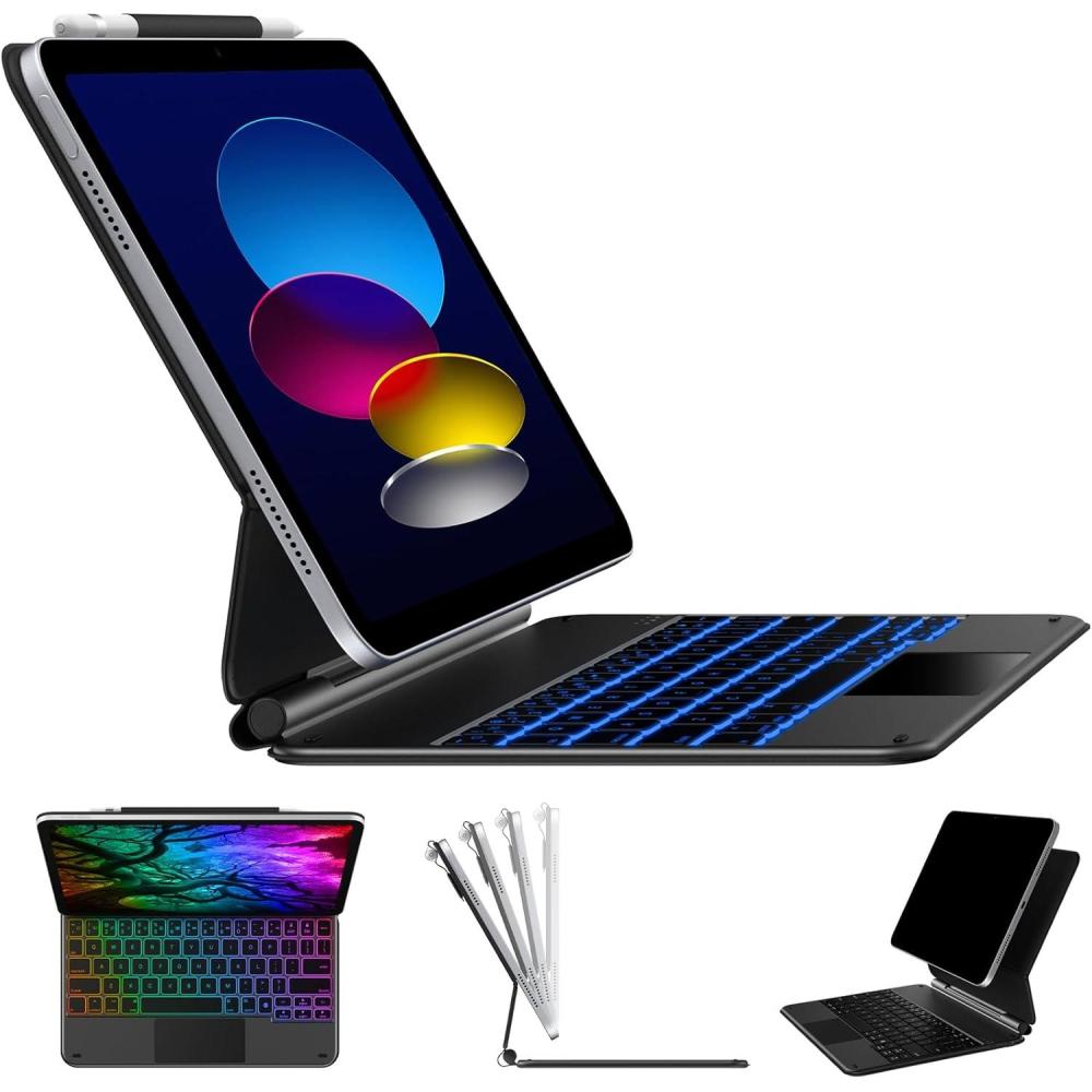 image:imagetypecase Edge Keyboard Case for iPad 10th Generation 109 2022  Magnetic Keyboard Case with MultiTouch Trackpad 11 Colors Backlight Slim amp Lightweight  Space Black