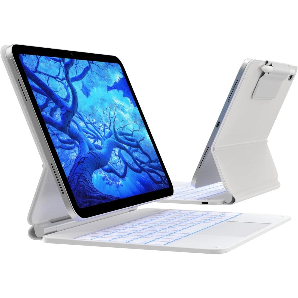 image:imagetypecase Edge Keyboard Case for iPad 11th Gen A16 2025 amp 10th Gen 109 2022  MultiTouch Trackpad 11Color Backlit MagicStyle Keyboard  Floating Magnetic Stand Pencil Holder  WhiteIvory White