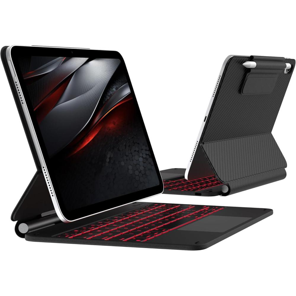 image:imagetypecase Edge Keyboard Case for iPad 11th Gen A16 2025 amp 10th Gen 109 2022  MultiTouch Trackpad 11Color Backlit MagicStyle Keyboard  Floating Magnetic Stand Pencil Holder  WhiteCarbon Fiber