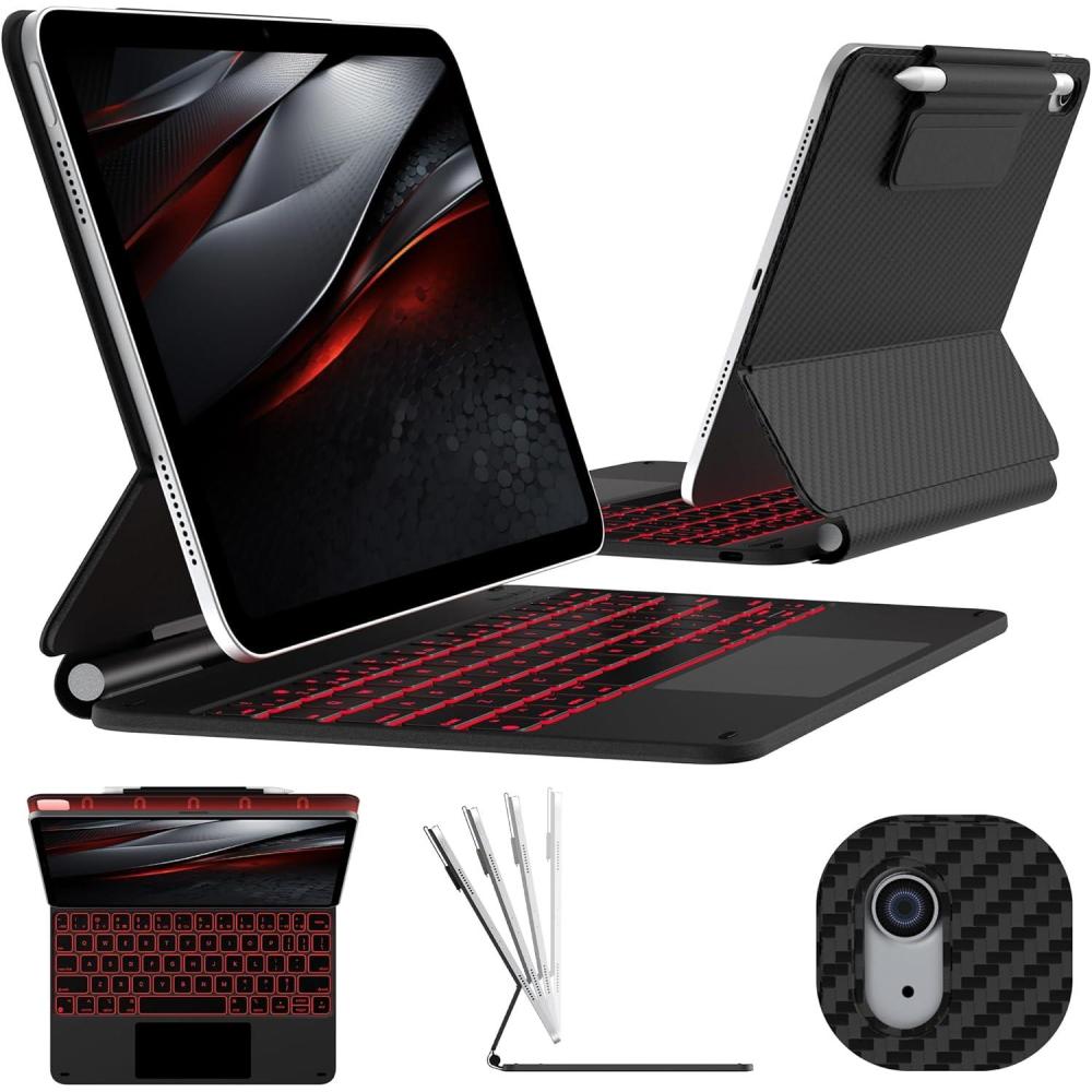image:imagetypecase Edge Keyboard Case for iPad 11th Gen A16 2025 amp 10th Gen 109 2022  MultiTouch Trackpad 11Color Backlit MagicStyle Keyboard  Floating Magnetic Stand Pencil Holder  Carbon Fiber