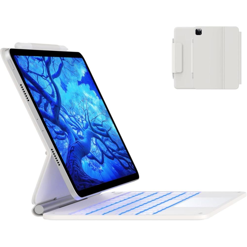 image:imagetypecase Edge Keyboard Case for iPad Air 11inchM3M2 20252024 iPad Pro 11inch4th3rd2nd1st Gen amp iPad Air 109inch 54th Gen Floating Magnetic StandMultiTouch TrackpadMidnight AmethystWhite