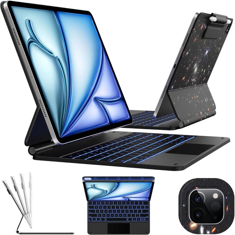 image:imagetypecase Edge Keyboard Case for iPad Air 11inchM3M2 20252024 iPad Pro 11inch4th3rd2nd1st Gen amp iPad Air 109inch 54th Gen Floating Magnetic StandMultiTouch TrackpadMidnight AmethystJames Webb Orange