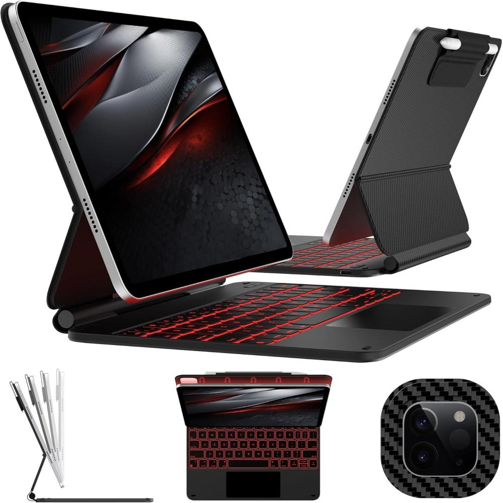 image:imagetypecase Edge Keyboard Case for iPad Air 11inchM3M2 20252024 iPad Pro 11inch4th3rd2nd1st Gen amp iPad Air 109inch 54th Gen MultiTouch Trackpad 11Color Backlight Carbon Fiber
