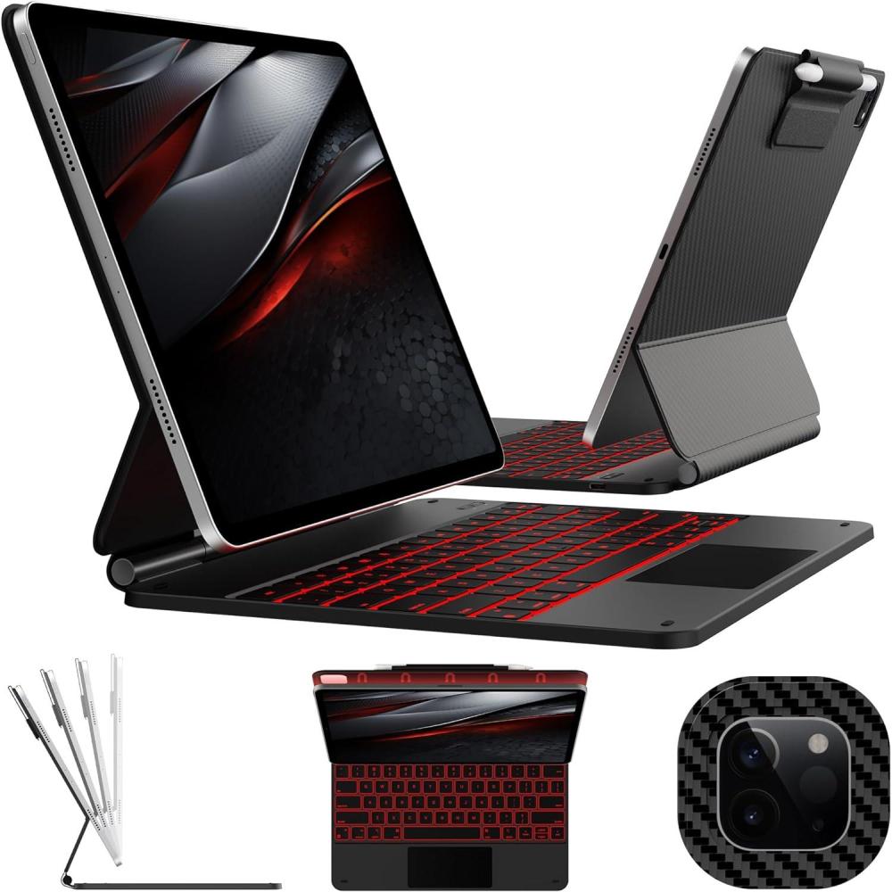 image:imagetypecase Edge Keyboard Case for iPad Air 13inchM3M2 20252024 amp iPad Pro 1296th5th4th3rd Gen Magic Keyboard with 11Color Backlight MultiTouch Trackpad Pencil Holder Midnight AmethystCarbon Fiber