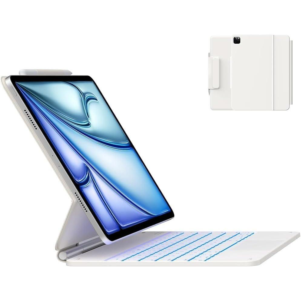 image:imagetypecase Edge Keyboard Case for iPad Air 13inchM3M2 20252024 amp iPad Pro 1296th5th4th3rd Gen Magic Keyboard with 11Color Backlight MultiTouch Trackpad Pencil Holder Midnight AmethystPure White