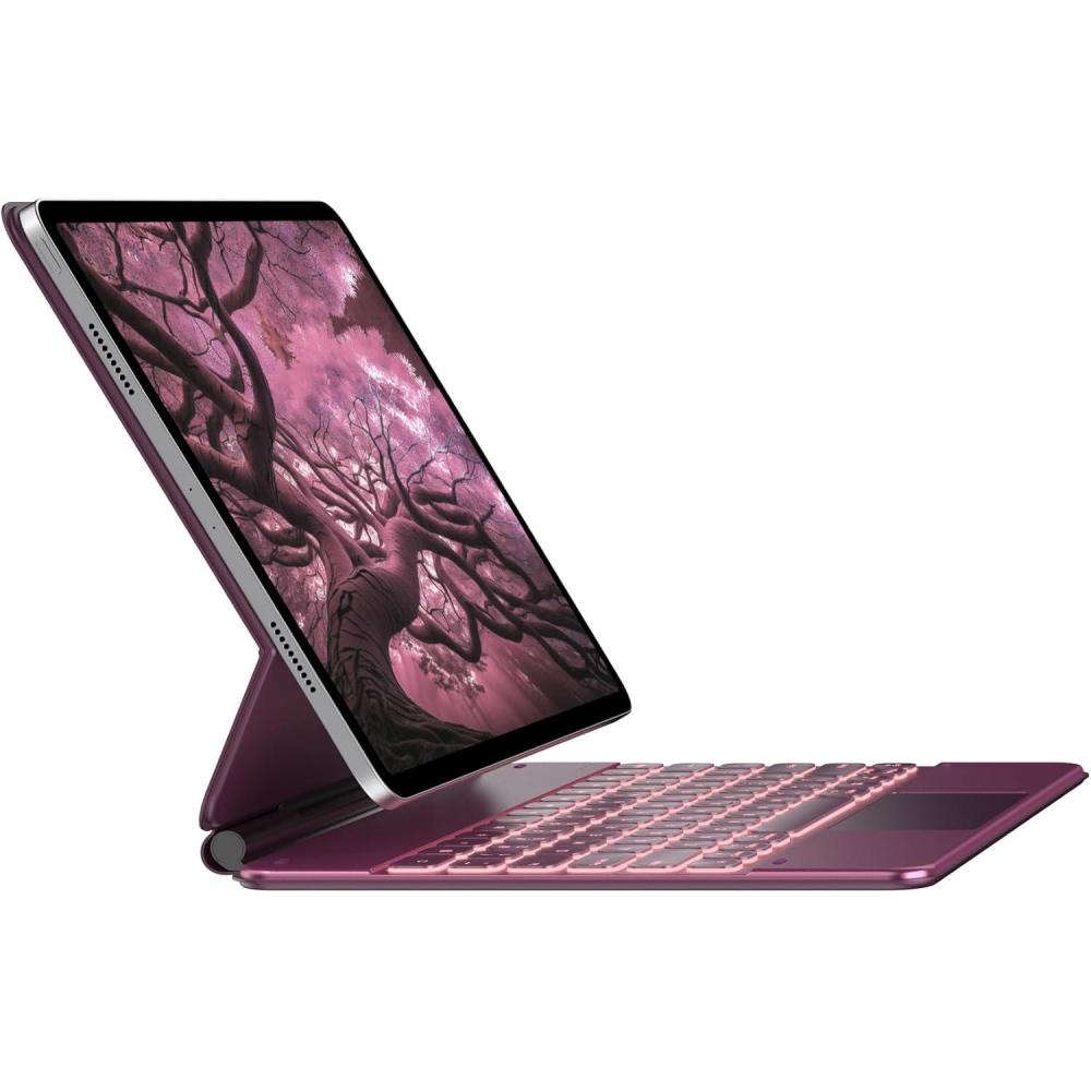 image:imagetypecase Edge Keyboard Case for iPad Air 13inchM3M2 20252024 amp iPad Pro 1296th5th4th3rd Gen Magic Keyboard with 11Color Backlight MultiTouch Trackpad Pencil Holder Midnight AmethystRaspberry