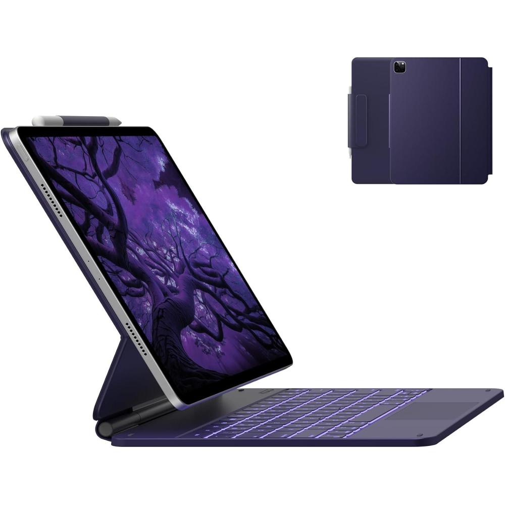 image:imagetypecase Edge Keyboard Case for iPad Air 13inchM3M2 20252024 amp iPad Pro 1296th5th4th3rd Gen Magic Keyboard with 11Color Backlight MultiTouch Trackpad Pencil Holder Midnight AmethystMidnight Amethyst