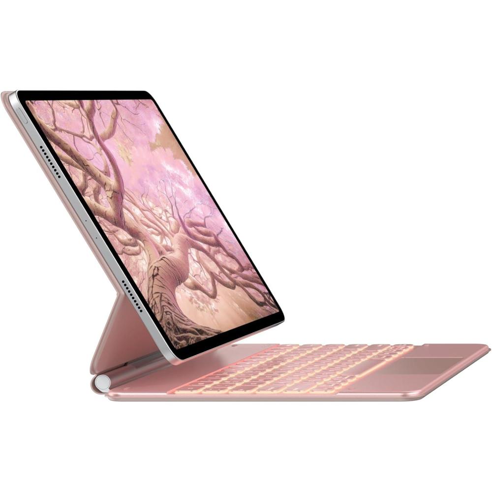 image:imagetypecase Edge Keyboard Case for iPad Air 13inchM3M2 20252024 amp iPad Pro 1296th5th4th3rd Gen Magic Keyboard with 11Color Backlight MultiTouch Trackpad Pencil Holder Midnight AmethystRose Gold