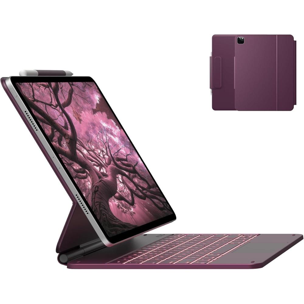 image:imagetypecase Edge Keyboard Case for iPad Air 13inchM3M2 20252024 amp iPad Pro 129inch6th5th4th3rd Gen Magic Keyboard with 11Color Backlight MultiTouch Trackpad Pencil Holder Raspberry