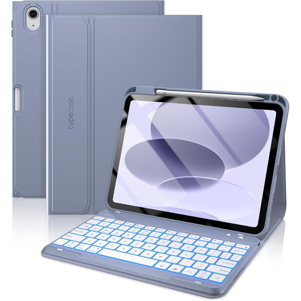 image:imagetypecase Folio Keyboard Case for iPad 10th Gen 109 inch 2022 and iPad 11th A16 2025 Magnetic Wireless Detachable Keyboard 7Color Backlight Thin amp Light Pencil Holder  Matcha Green Lavender