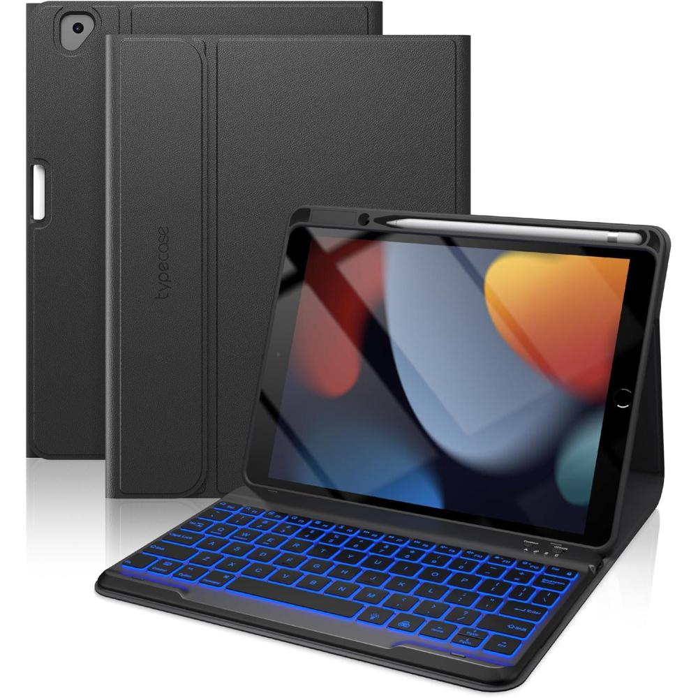 image:imagetypecase Folio iPad 9th Generation Case with Keyboard 102 Inch  Backlit Detachable Slim Cover with Pencil Holder Compatible with iPad 8th7th Gen Pro 105 Air 3rd Gen Sky BlueBlack