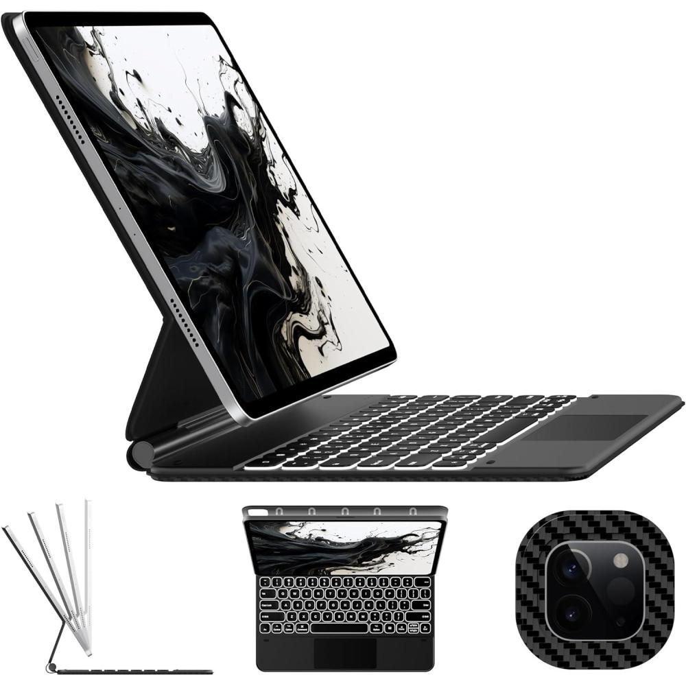 image:imagetypecase Keyboard Case for 2024 iPad Air 13 and iPad Pro 129 6th 5th 4th 3rd GenMagic Keyboard for iPad Pro 129 EasySet Magnetic Stand MultiTouch Trackpad 11 Colors BacklightCarbon Fiber