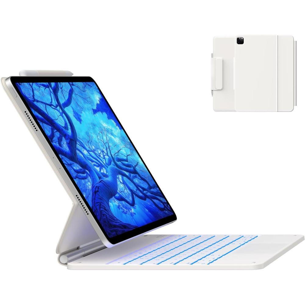 image:imagetypecase Keyboard Case for 2024 iPad Air 13 and iPad Pro 129 6th 5th 4th 3rd GenMagic Keyboard for iPad Pro 129 Magnetic Keyboard Case with MultiTouch Trackpad 11 Colors BacklightWhite