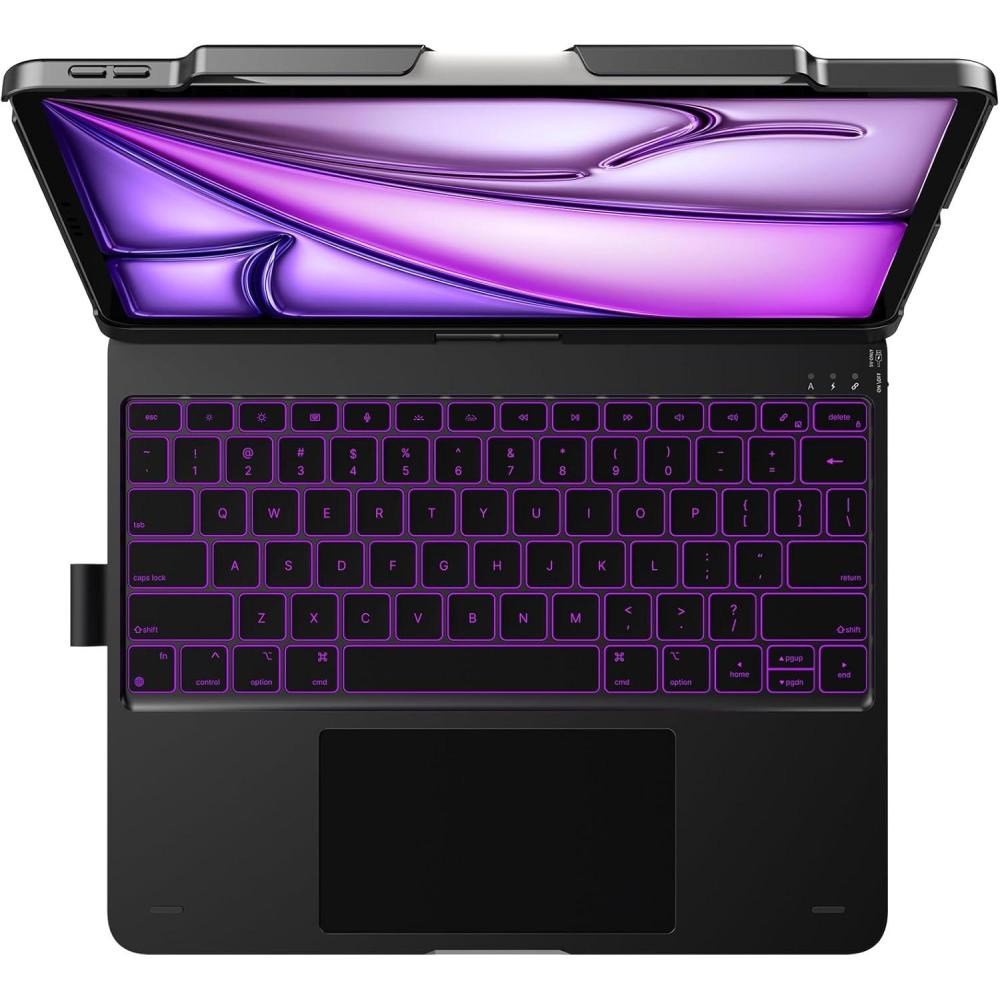 image:imagetypecase Keyboard Case for iPad Air 13inch MultiTouch Trackpad  360 Rotatable  11Colors Backlit  Wireless Cover with Pencil Holder for iPad Air 13 M3 205M2 2024  Dark BlackDark Black