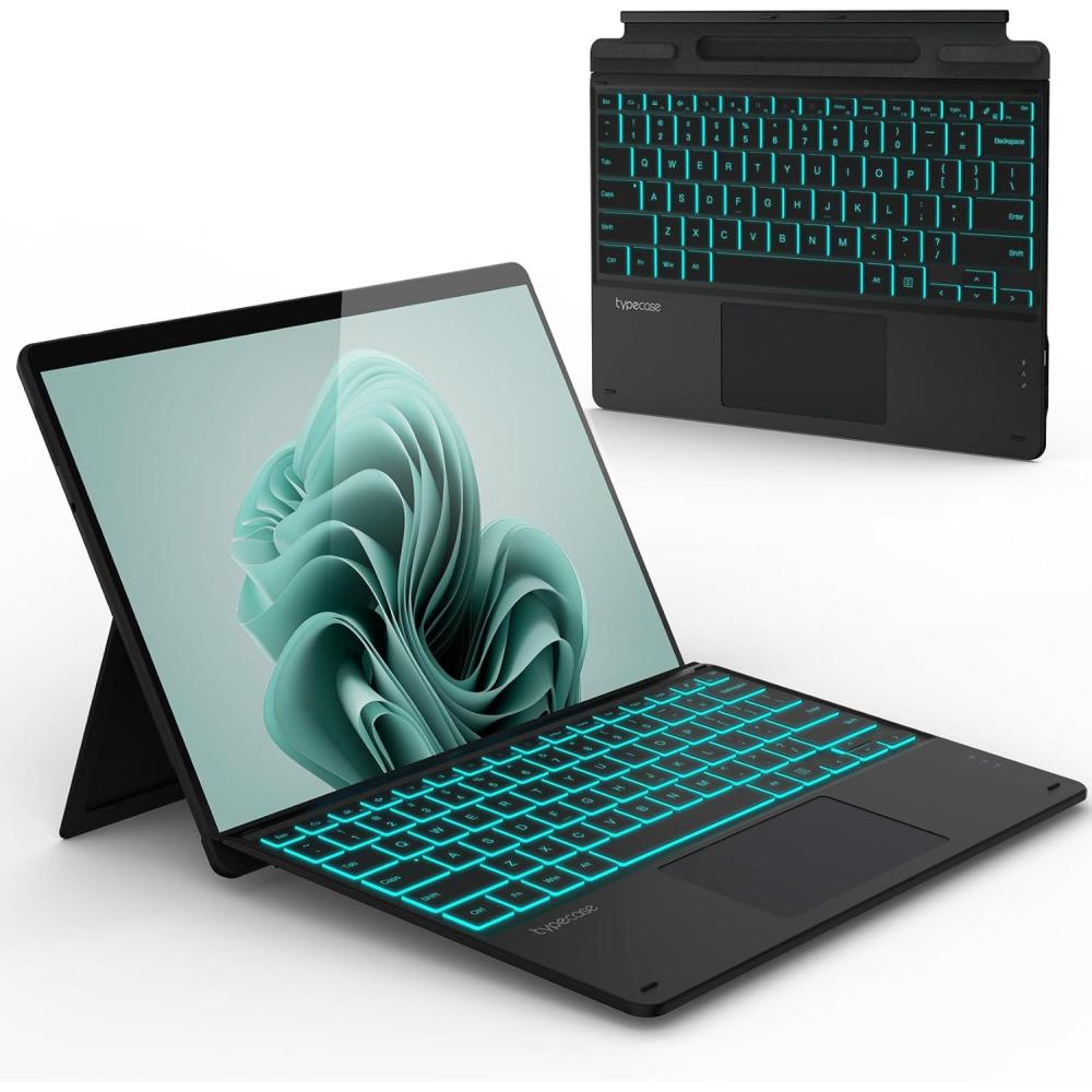 image:imagetypecase Surface Pro 9 Keyboard Compatible with Surface Pro 11 10 9 8 X 13 Inch Wireless Type Keyboard with 11Color Backlit amp Pen Holder  Matte Blackfor Surface 111098X