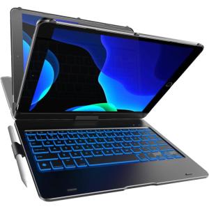 YEKBEE Case with Keyboard for iPad 9th Generation (10.2″, 2021) | 360° | 7 Modes | Backlit | 12 Colors | Thin, Light & Protective foriPad 9, 8th & 7th Gen, Air 3, Pro 10.5 with Pencil Holder(Black)