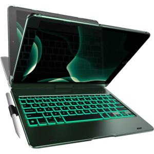 YEKBEE Case with Keyboard for iPad 9th Generation (10.2″, 2021) | 360° | 7 Modes | Backlit | 12 Colors | Thin, Light & Protective foriPad 9, 8th & 7th Gen, Air 3, Pro 10.5 with Pencil Holder(​​​​Midnight Green)