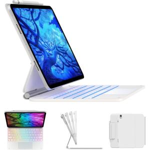 typecase Edge Keyboard Case for iPad 11th Gen A16 (2025) & 10th Gen 10.9″ (2022) – Multi-Touch Trackpad, 11-Color Backlit Magic-Style Keyboard – Floating Magnetic Stand, Pencil Holder – White(white)