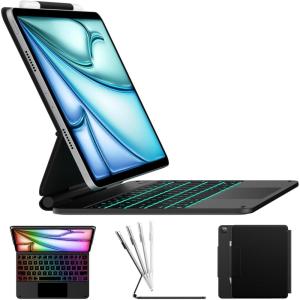 typecase Edge Keyboard Case for iPad Air 11-inch (M3 2025 / M2 2024)& iPad Pro 11 inch (4th/3rd/2nd/1st Gen),Magic Keyboard for Air 5th/4th Gen,Multi-Touch Trackpad, 11 Colors Backlight,Black