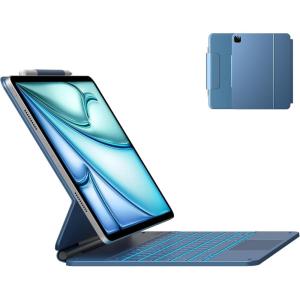 typecase Edge Keyboard Case for iPad Air 13-inch(M3/M2, 2025/2024) & iPad Pro 12.9″(6th/5th/4th/3rd Gen), Magic Keyboard with 11-Color Backlight, Multi-Touch Trackpad, Pencil Holder, Midnight Amethyst(Pacific Blue)
