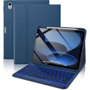 typecase Folio Keyboard Case for iPad 10th Gen 10.9 inch (2022) and iPad 11th (A16, 2025), Magnetic Wireless Detachable Keyboard, 7-Color Backlight, Thin & Light, Pencil Holder – Matcha Green(Marine Blue)