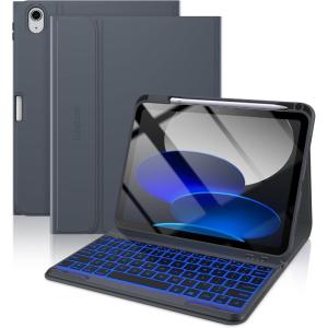 typecase Folio Keyboard Case for iPad 10th Gen 10.9 inch (2022) and iPad 11th (A16, 2025), Magnetic Wireless Detachable Keyboard, 7-Color Backlight, Thin & Light, Pencil Holder – Matcha Green(‎‎‎‎‎‎‎‎ Charcoal Gray)